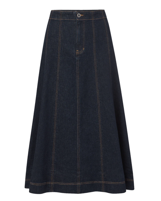 Alix Circle Skirt in Indigo Rinse by Veronica Beard