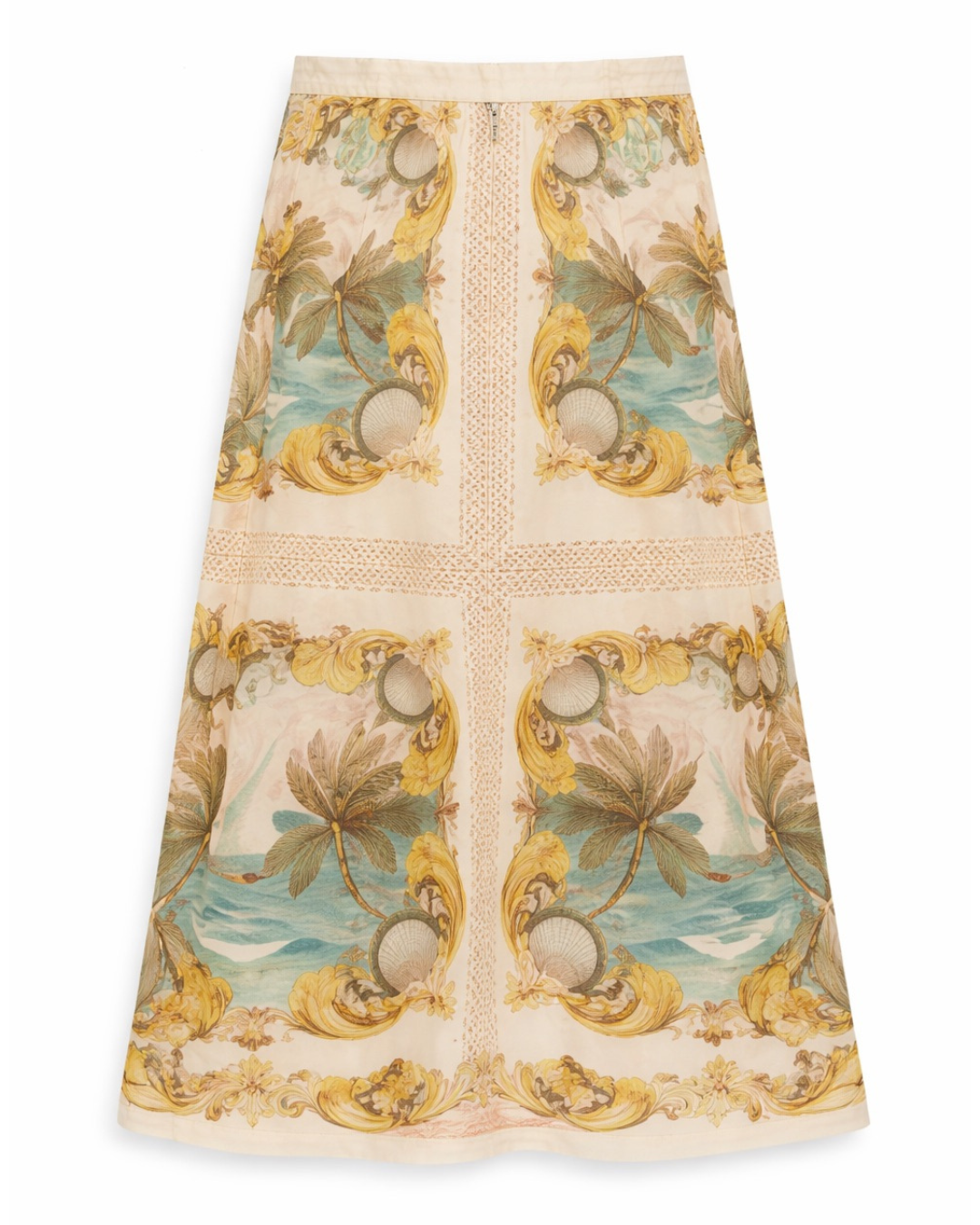 Royal Sea Multicolor Crochet Detail Midi Skirt by FARM Rio