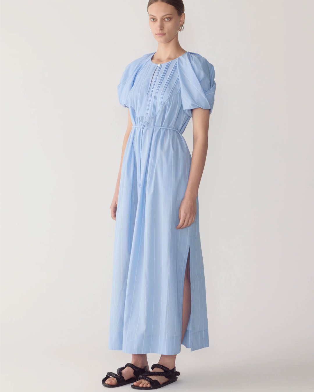 Raven Dress in Chambray Wide Pinstripe by Foemina