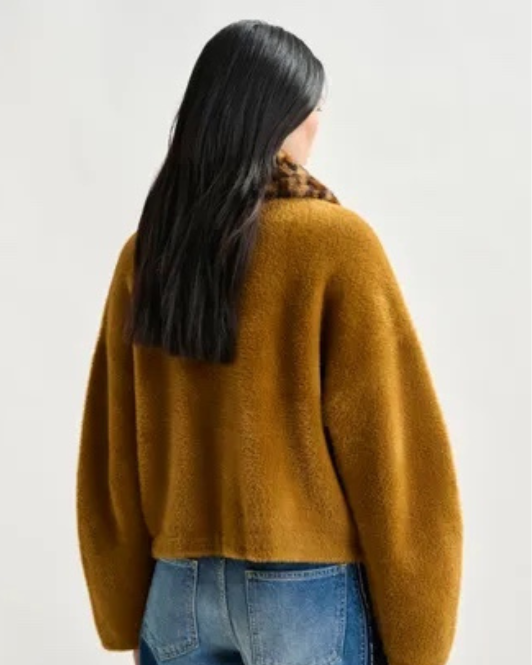 Intention Cardigan with Faux Fur Collar in Cinnamon by Essentiel Antwerp