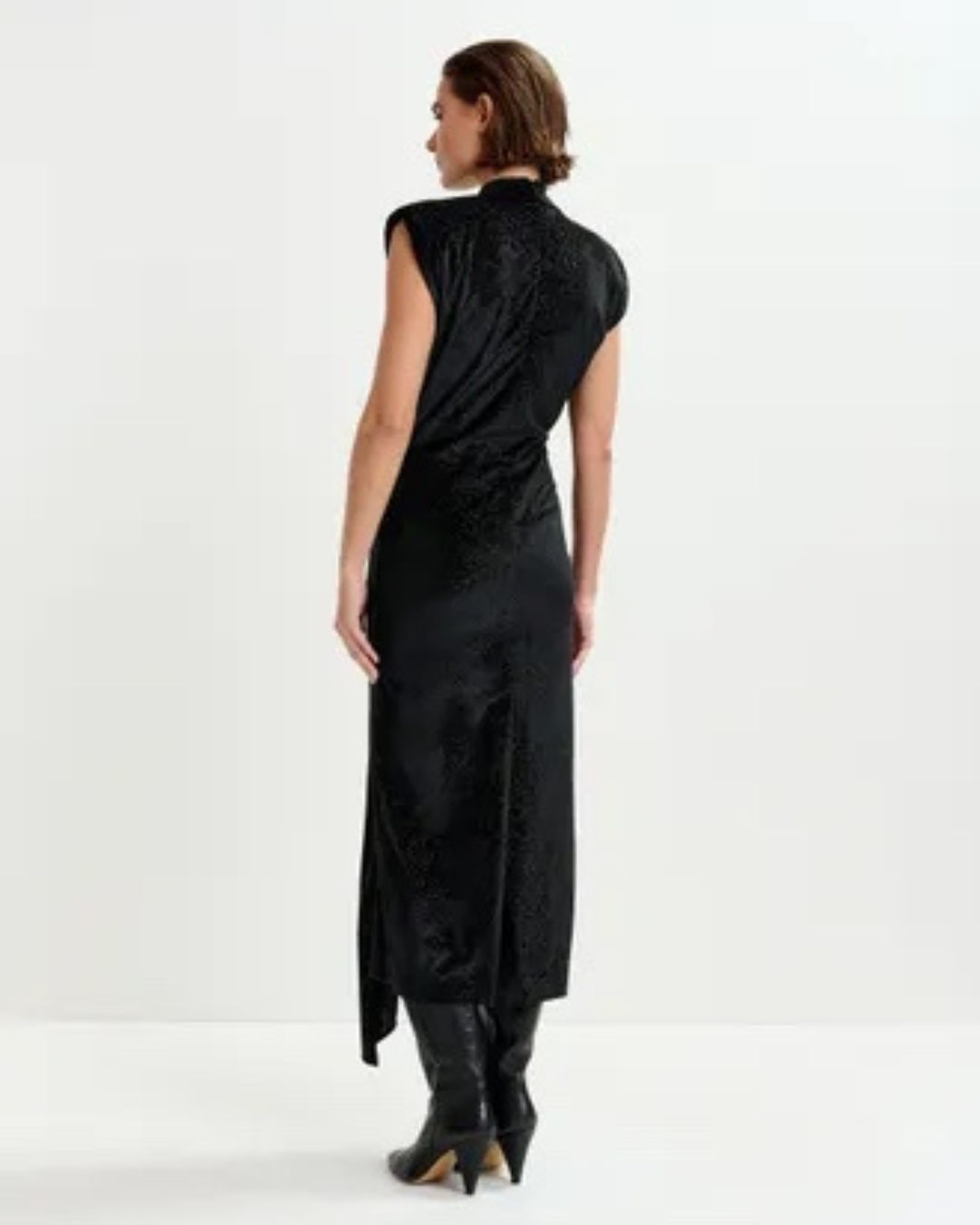 Inche Velvet Jersey Dress in Black by Essentiel Antwerp