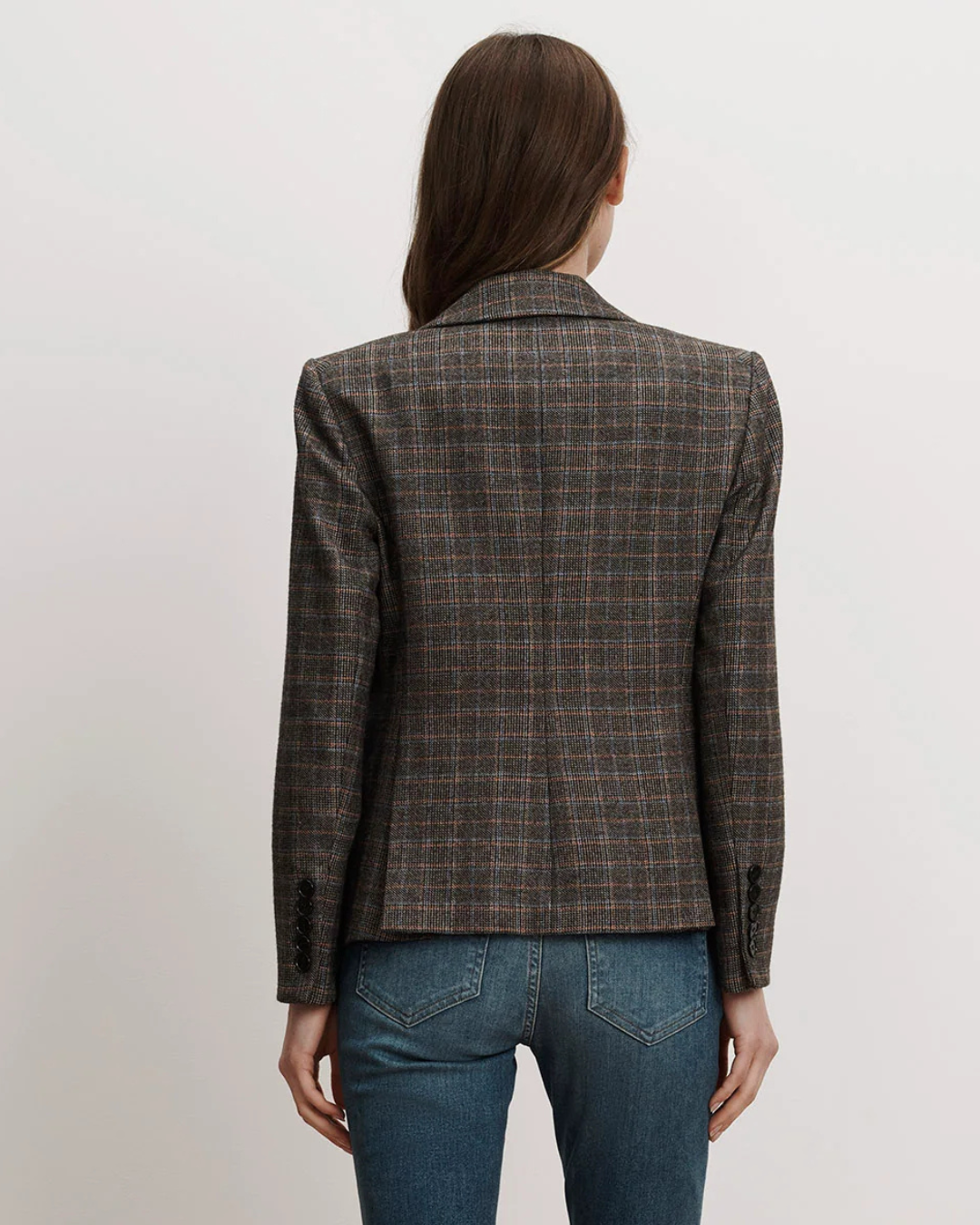 Tyra Plaid Dickey Jacket in Charcoal Grey by Veronica Beard
