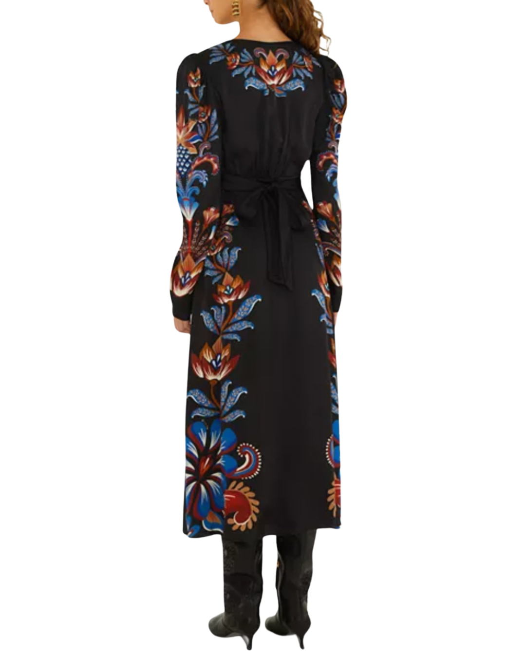 Energy Tie Back Midi Dress in Black by Farm Rio