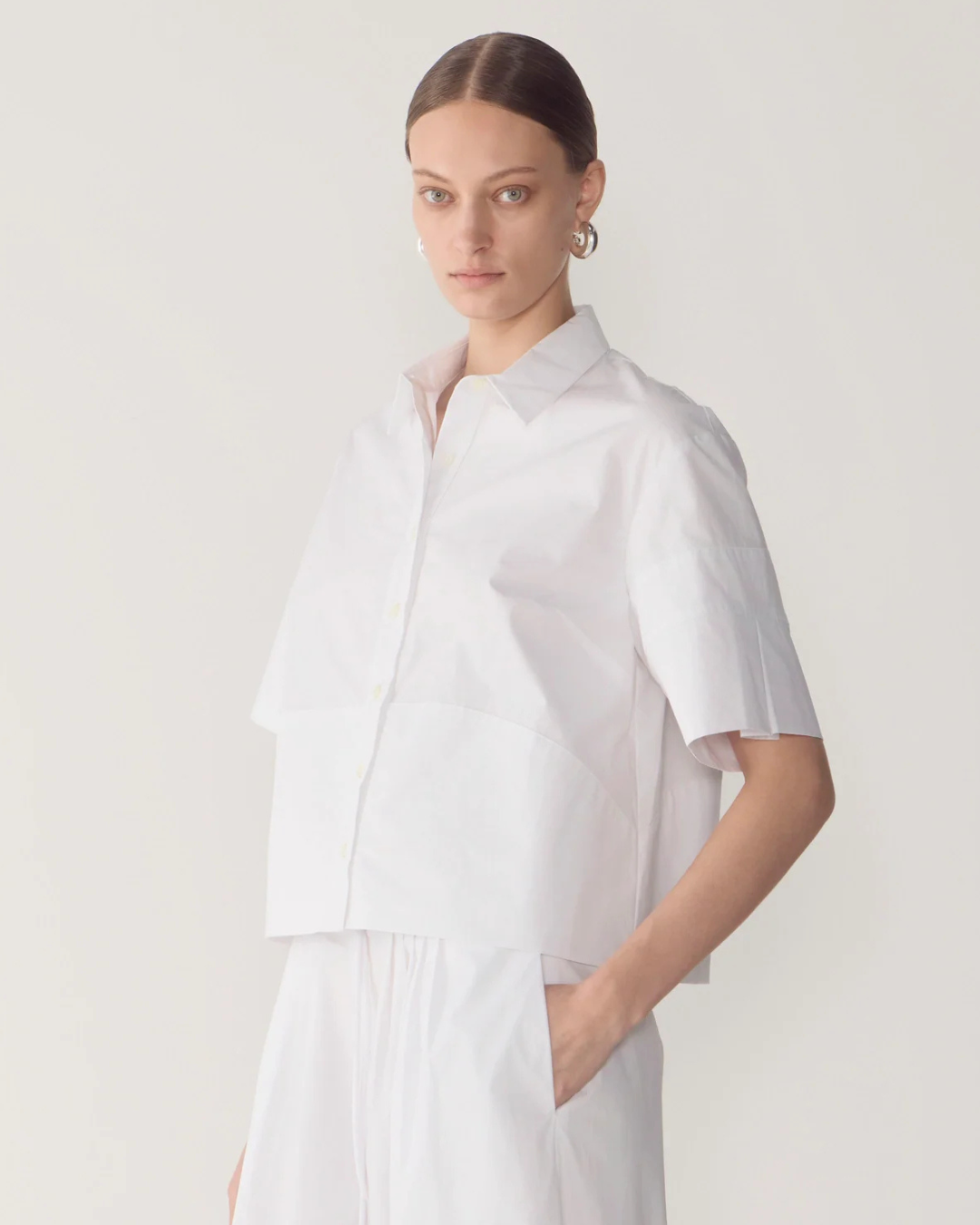 Zalia Shirt in White Poplin by Foemina