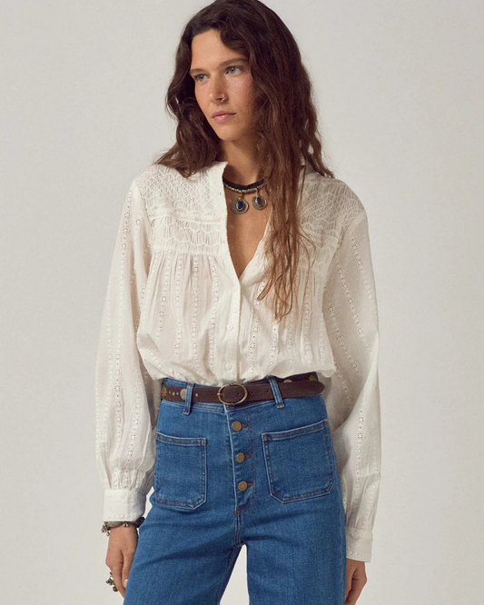 Paoli Blouse in Bianca by Maison Hotel