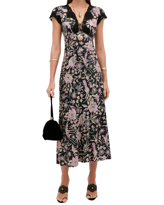 Amari Dress in Kyoto Floral Black by RIXO
