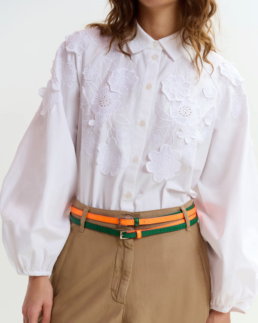 Joella Appliqué Flower Shirt in White by Essentiel Antwerp