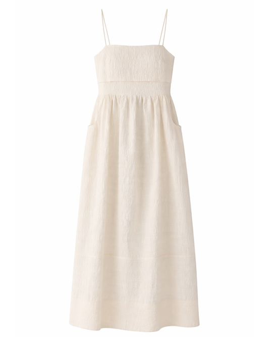 Nicole Dress in Off White Jacquard by Foemina