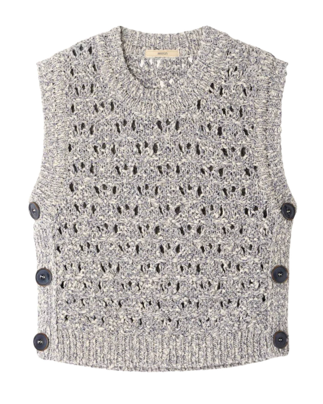 Maranhao Sleeveless Jumper in Whiblue by Sessùn
