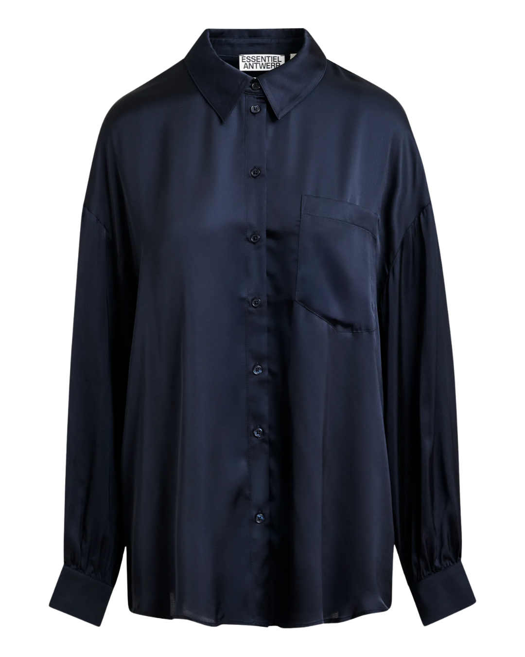 Judith Oversized Ruffle Shirt in Classic Navy by Essentiel Antwerp
