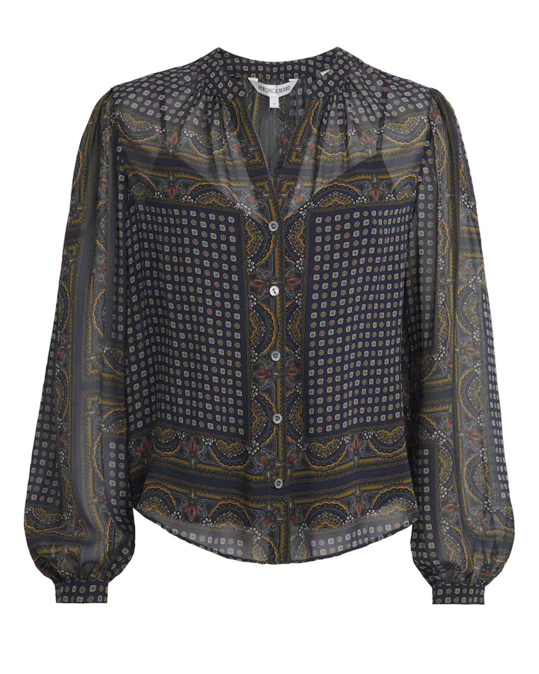 V-Neck Ashlynn Blouse in Heritage Navy by Veronica Beard