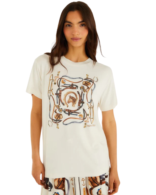 Equestrian Slim T-Shirt in Off White by Farm Rio