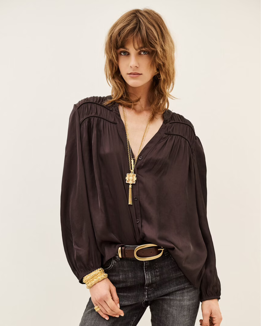 Cessia Blouse in Aubergine by BA&SH