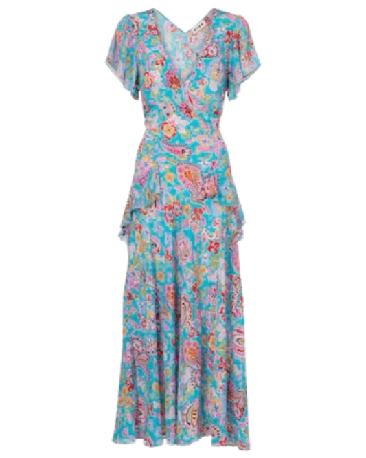 Evie Dress in Cara Floral Turquoise by RIXO