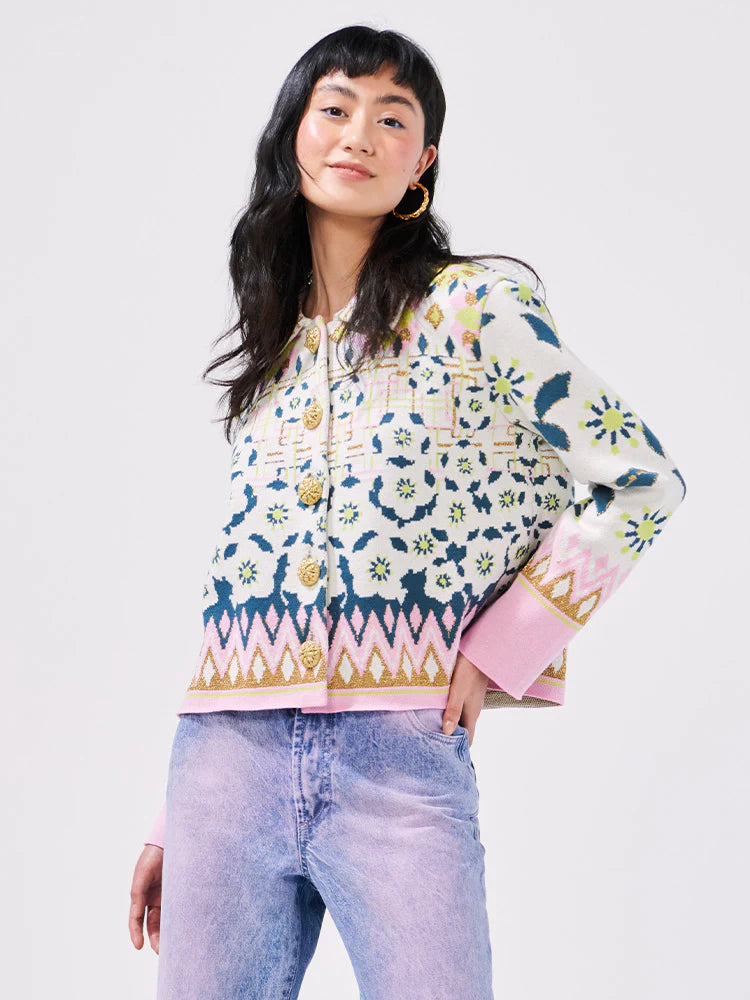 Lattice Blossom Ecru Cotton Jacket by Hayley Menzies