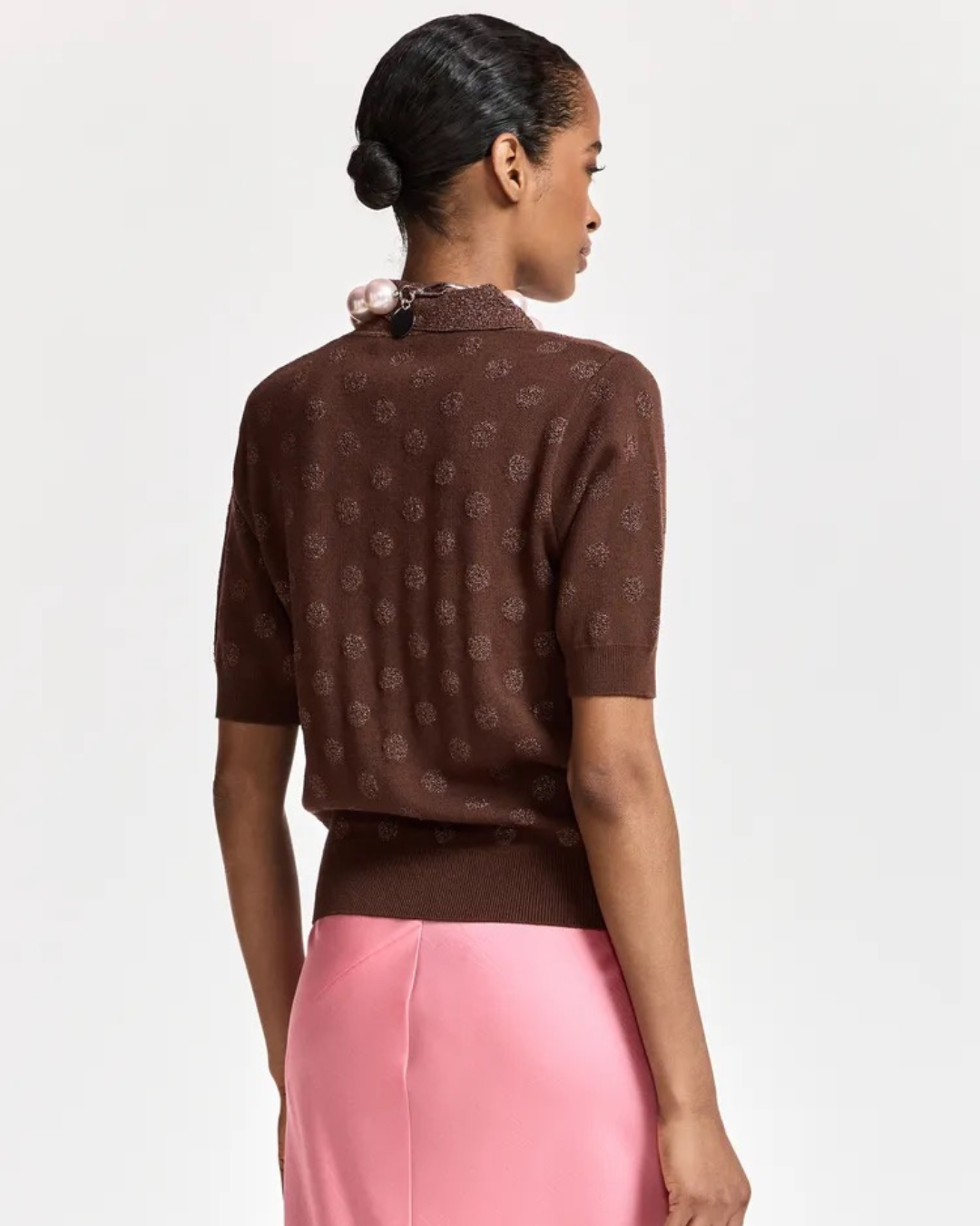 Krab Dotted Polo Top in Bear Me by Essentiel Antwerp