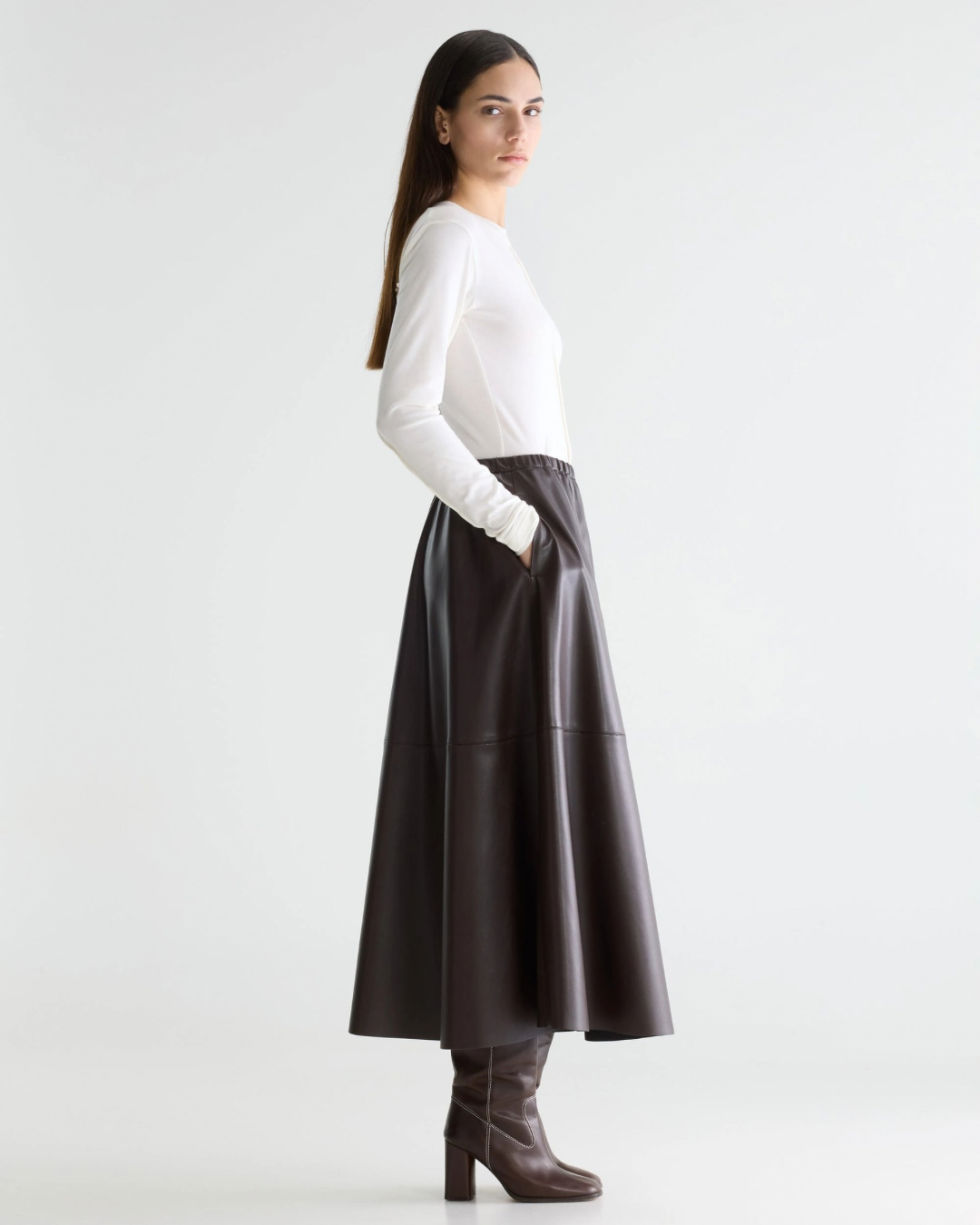 Hezra Faux Leather Long Skirt by Bellerose