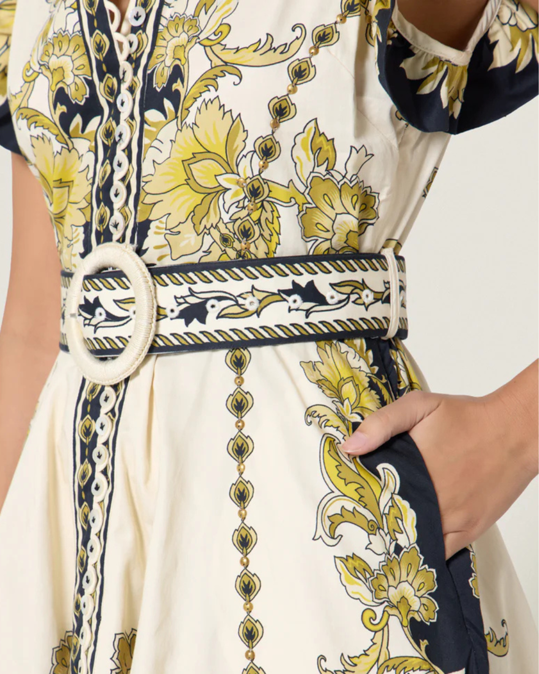 Baroness Floral Dress in Black & Gold by Scarlett Poppies