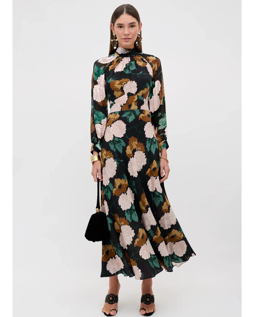 Paige Dress in Hydrangea Floral Charcoal by RIXO