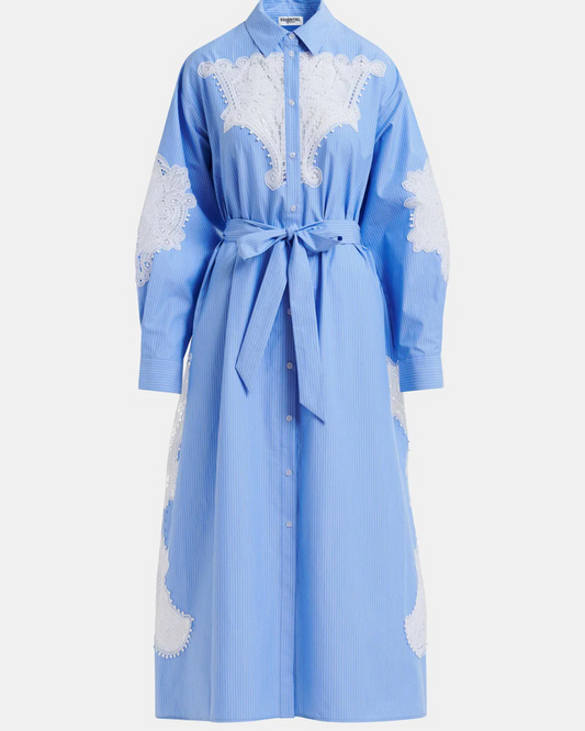 Haze Lace Panelled Dress in Aqua Blue by Essentiel Antwerp