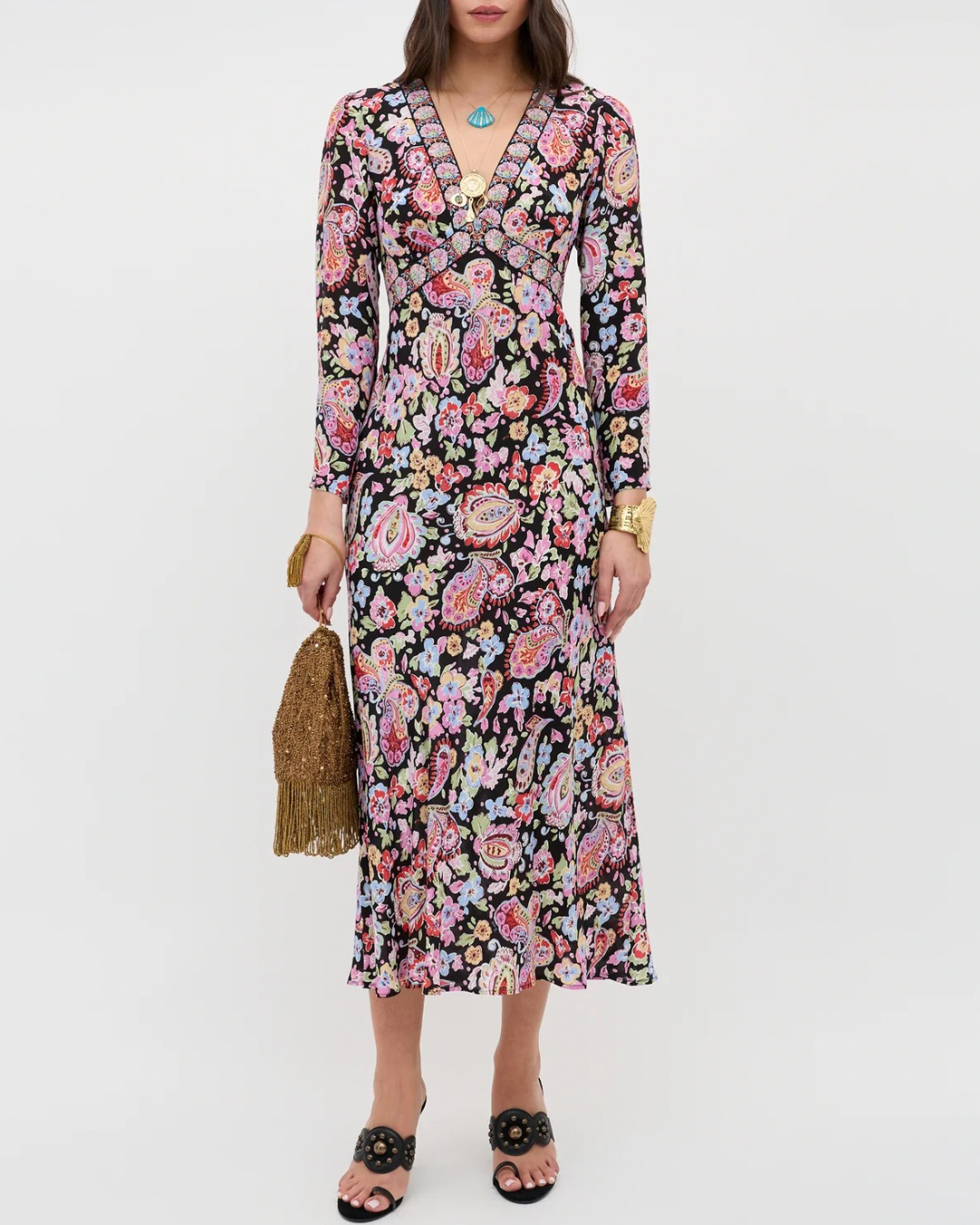 Tania Dress in Cara Floral Black by RIXO