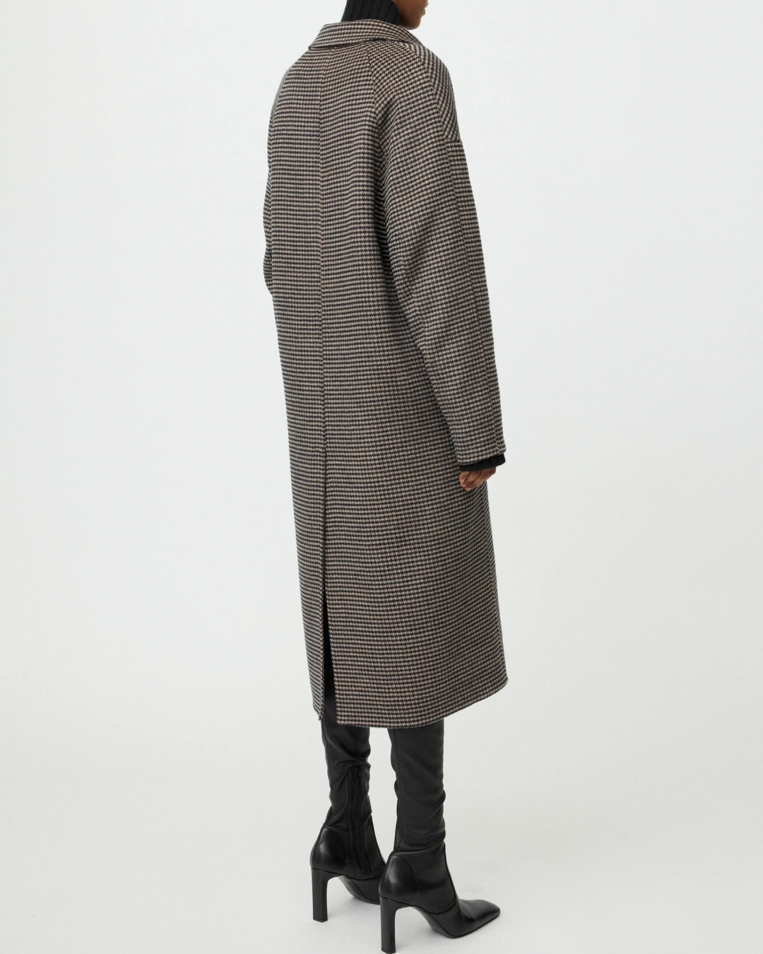 Oversized Houndstooth Coat in Black & Beige by Soft Goat