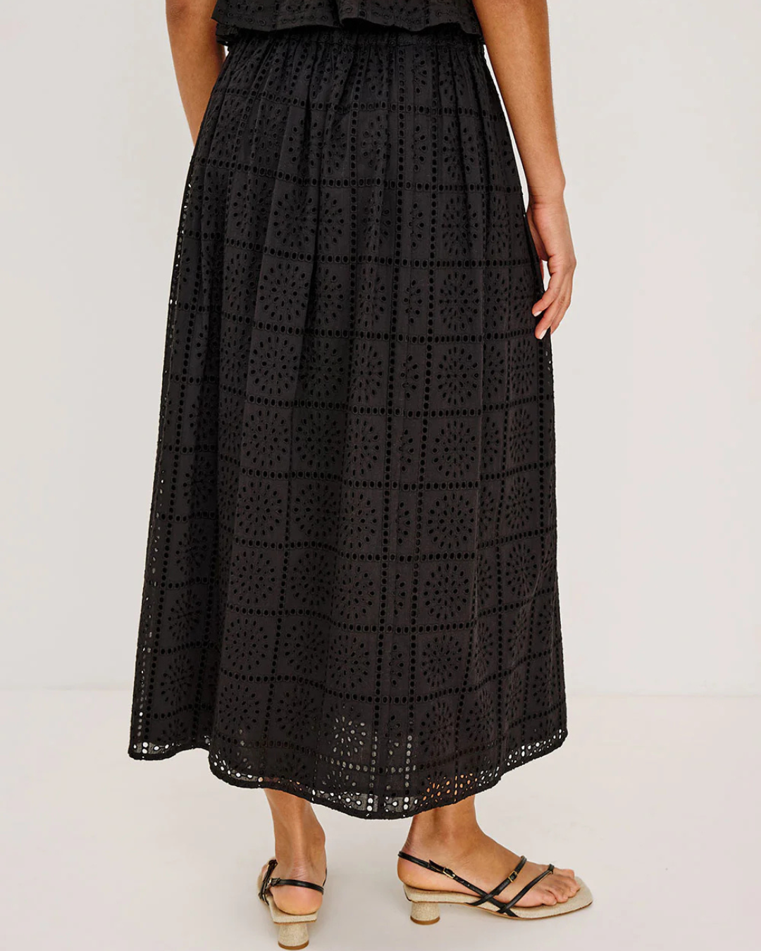 Dax Skirt in Black Grid Embroidery by Rails