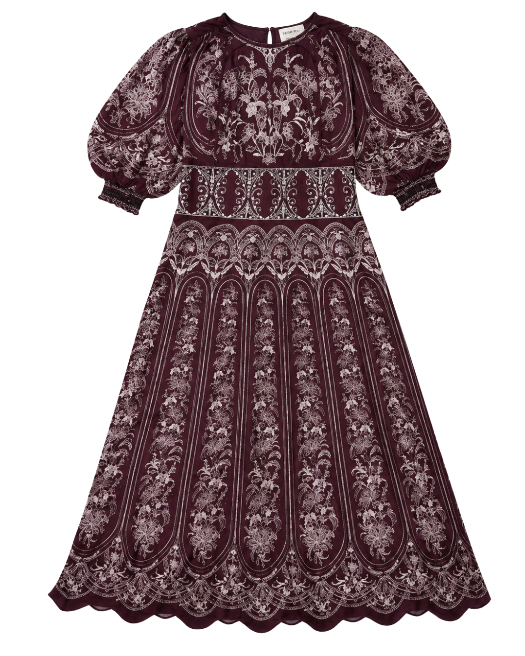 Liz Balloon Sleeve Maxi Dress in Burgundy by Farm Rio