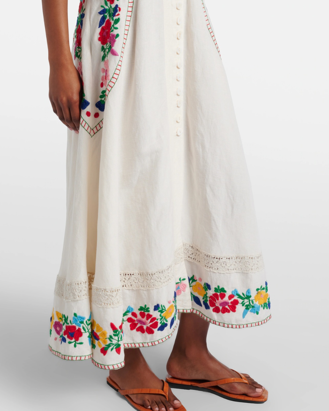 Novara Dress in Cream Anemone Embroidery by RIXO