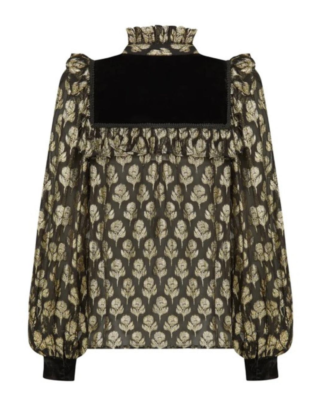 Star Blouse in Black & Gold by Queens of Archive