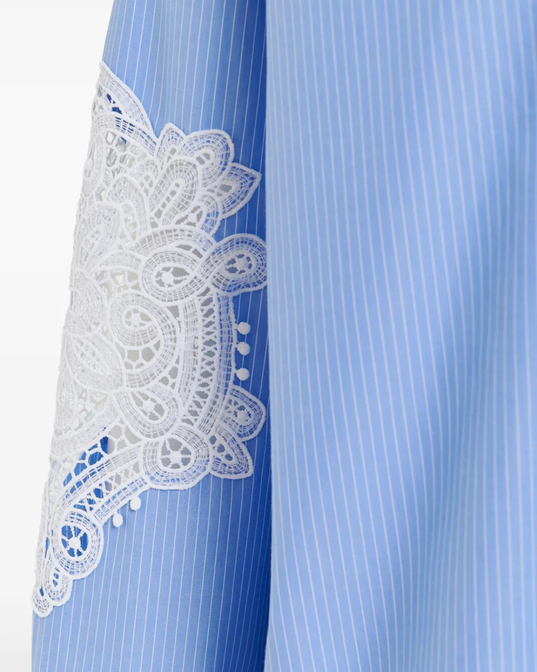 Hoofd Lace Panelled Shirt in Blue Striped by Essentiel Antwerp