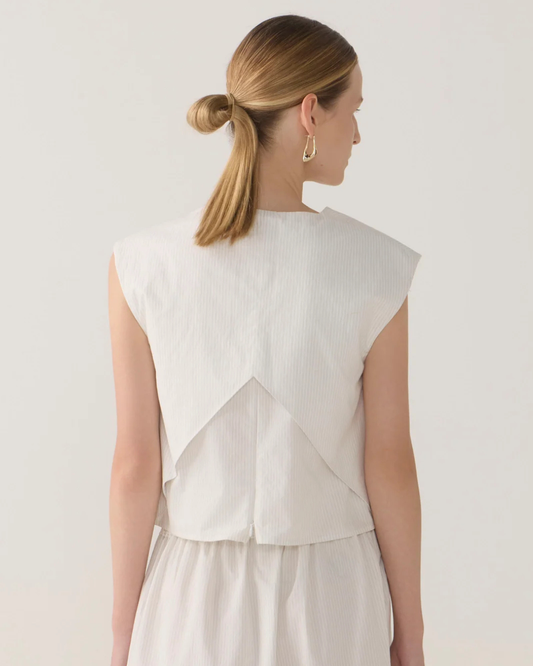 Dakota Top in White Pinstripe Poplin by Foemina