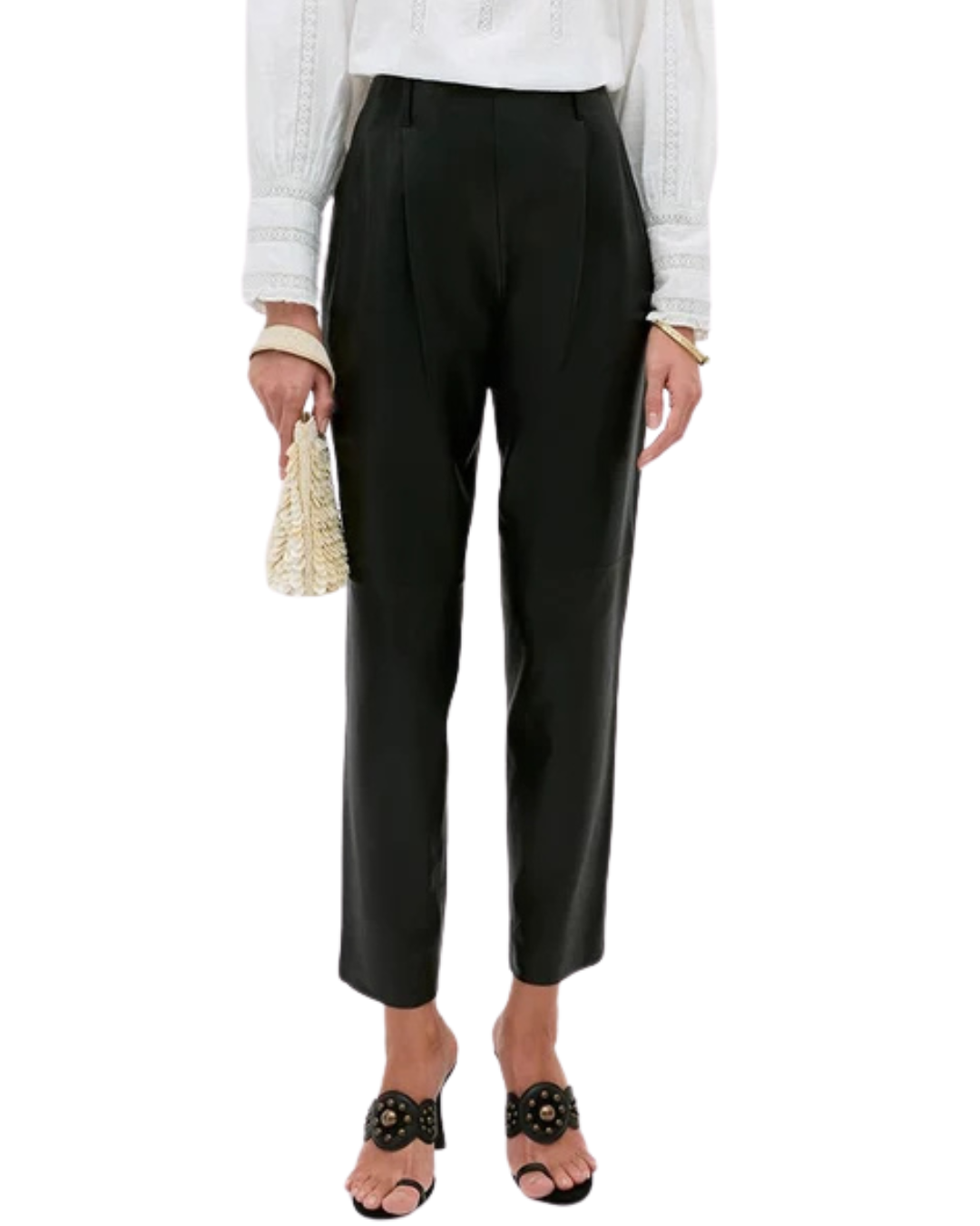 Nori Leather Trousers in Charcoal Chai Latte by RIXO