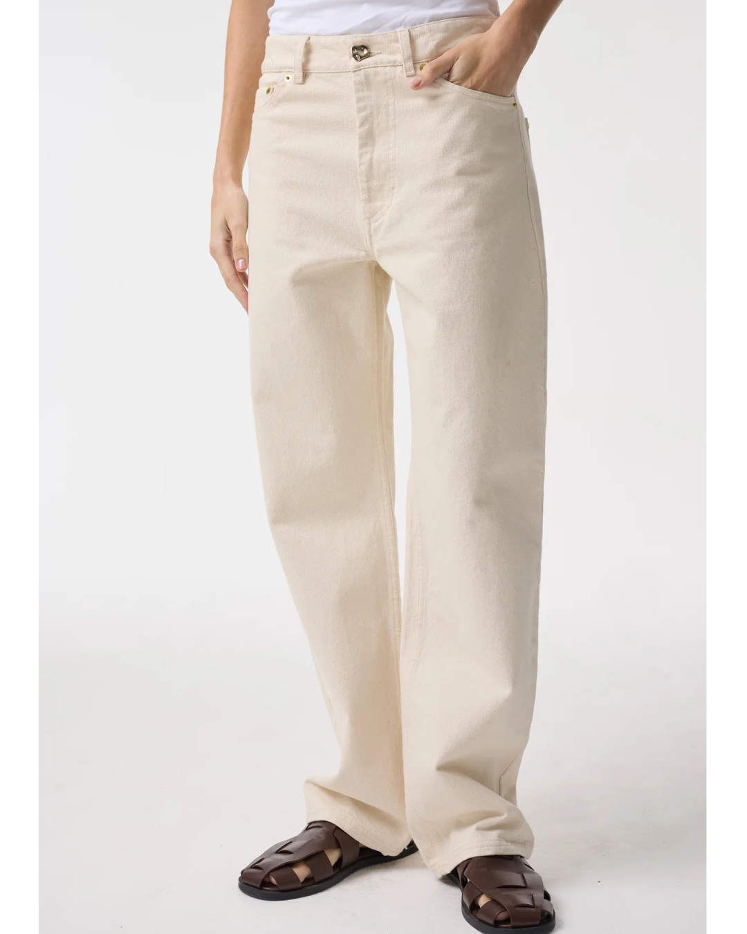 Dylan Classic Slim Straight Jeans in Ecru by AKYN