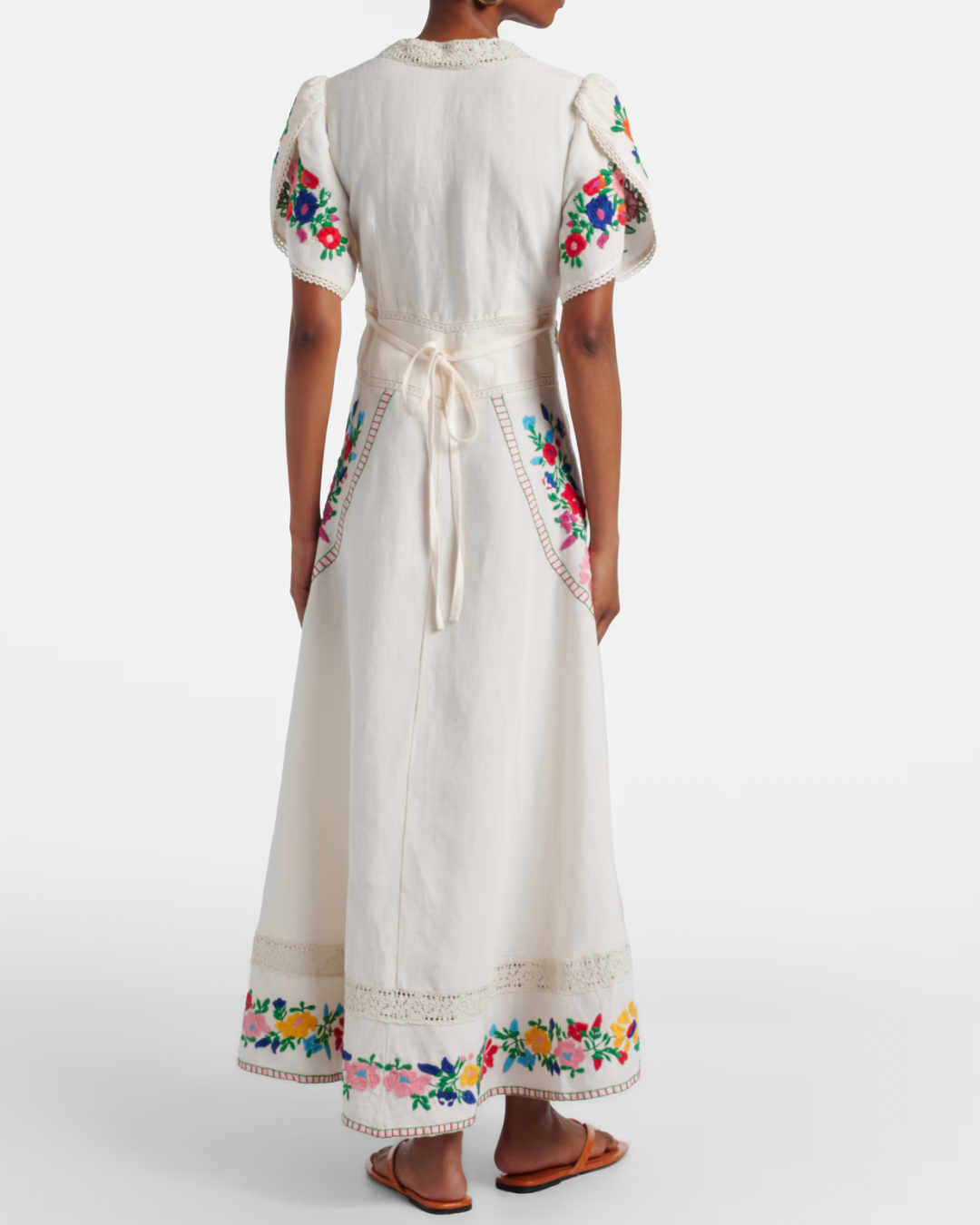 Novara Dress in Cream Anemone Embroidery by RIXO