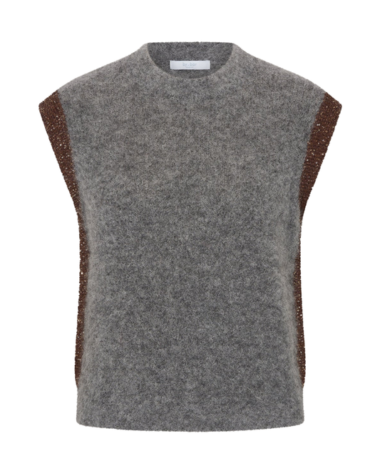 Noby Spencer Knit Vest in Grey Melee by by-bar