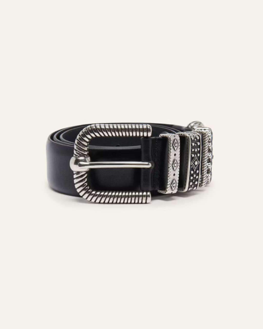 Berkane Multi Loop Leather Belt in Black by BA&SH
