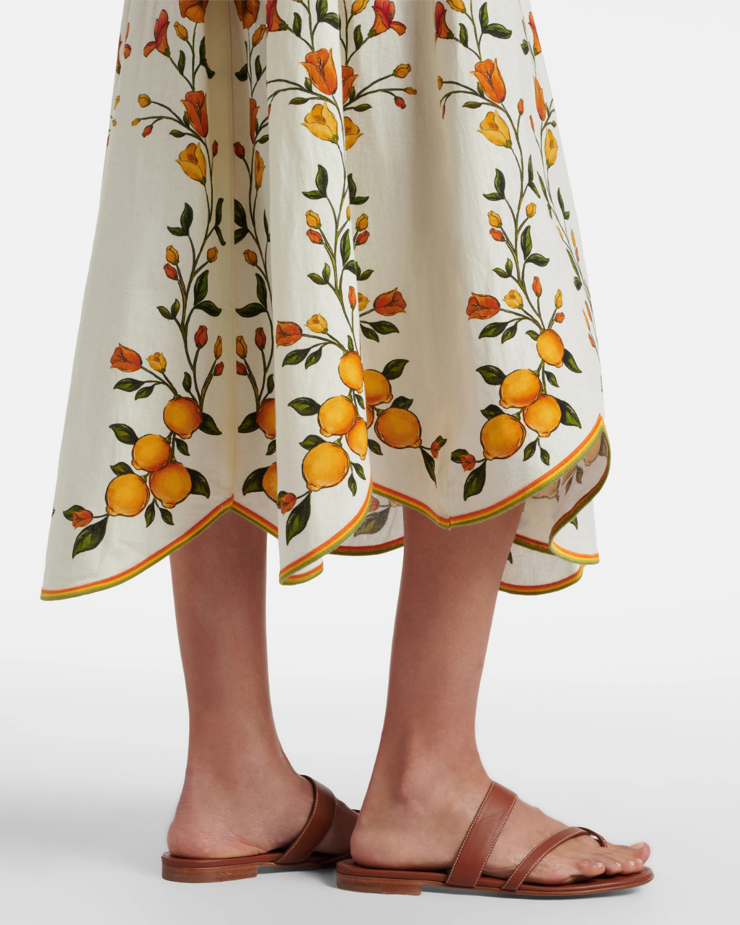 Lemon Bouquet Linen Blend Midi Skirt by Farm Rio