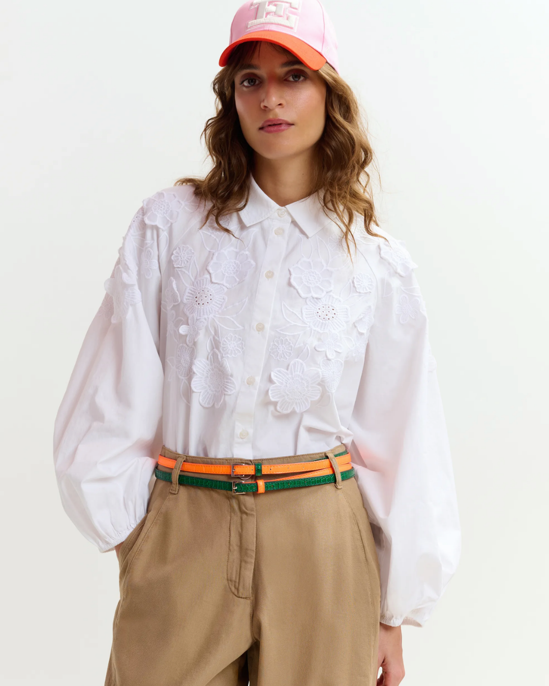 Joella Appliqué Flower Shirt in White by Essentiel Antwerp