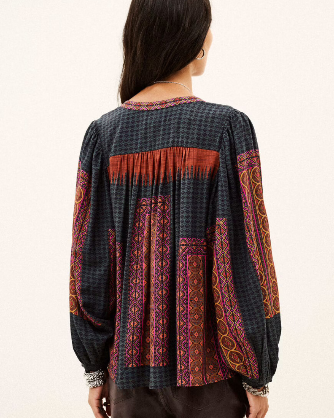 Olivio Patterned Blouse in Red by BA&SH