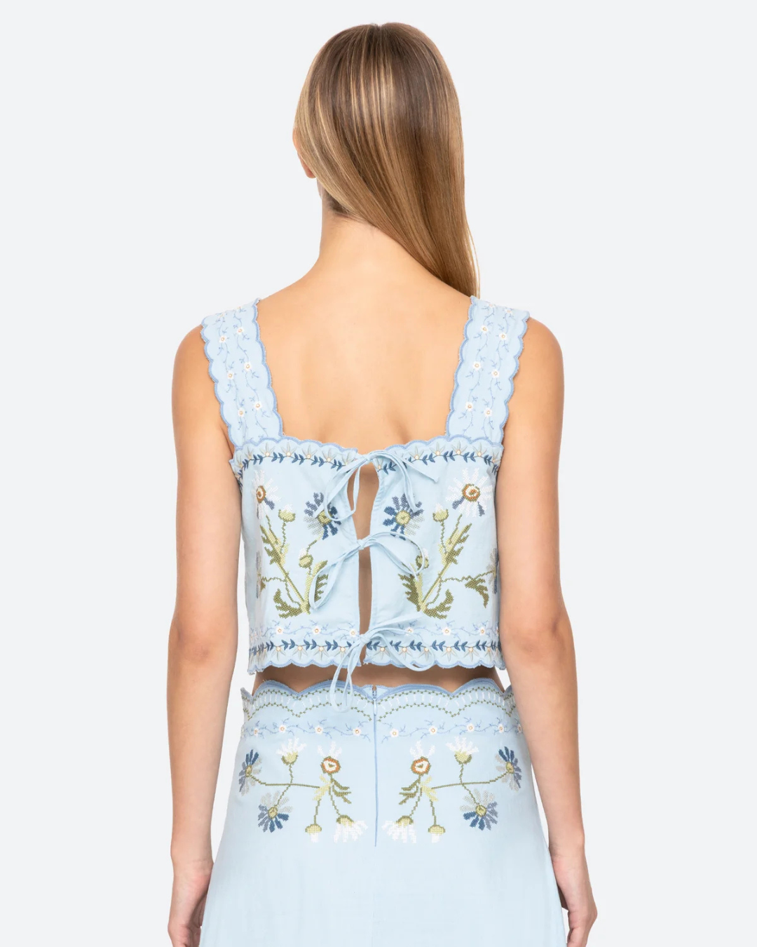 Audra Embroidery Tank Top in Blue by Sea NY