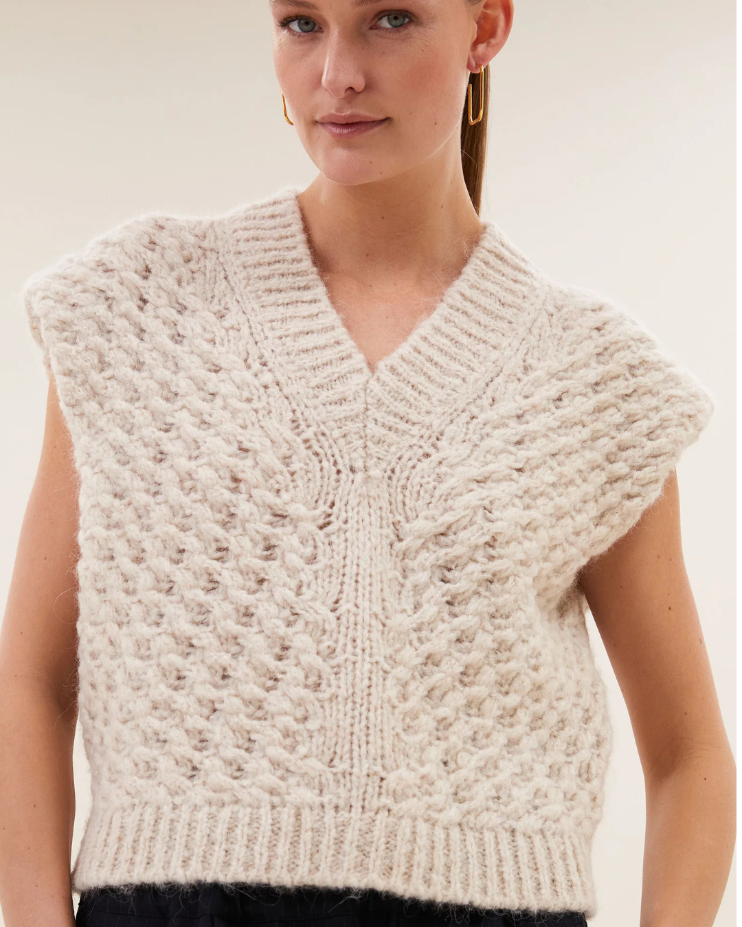 Blake Spencer Knit Vest in Chalk by by-bar