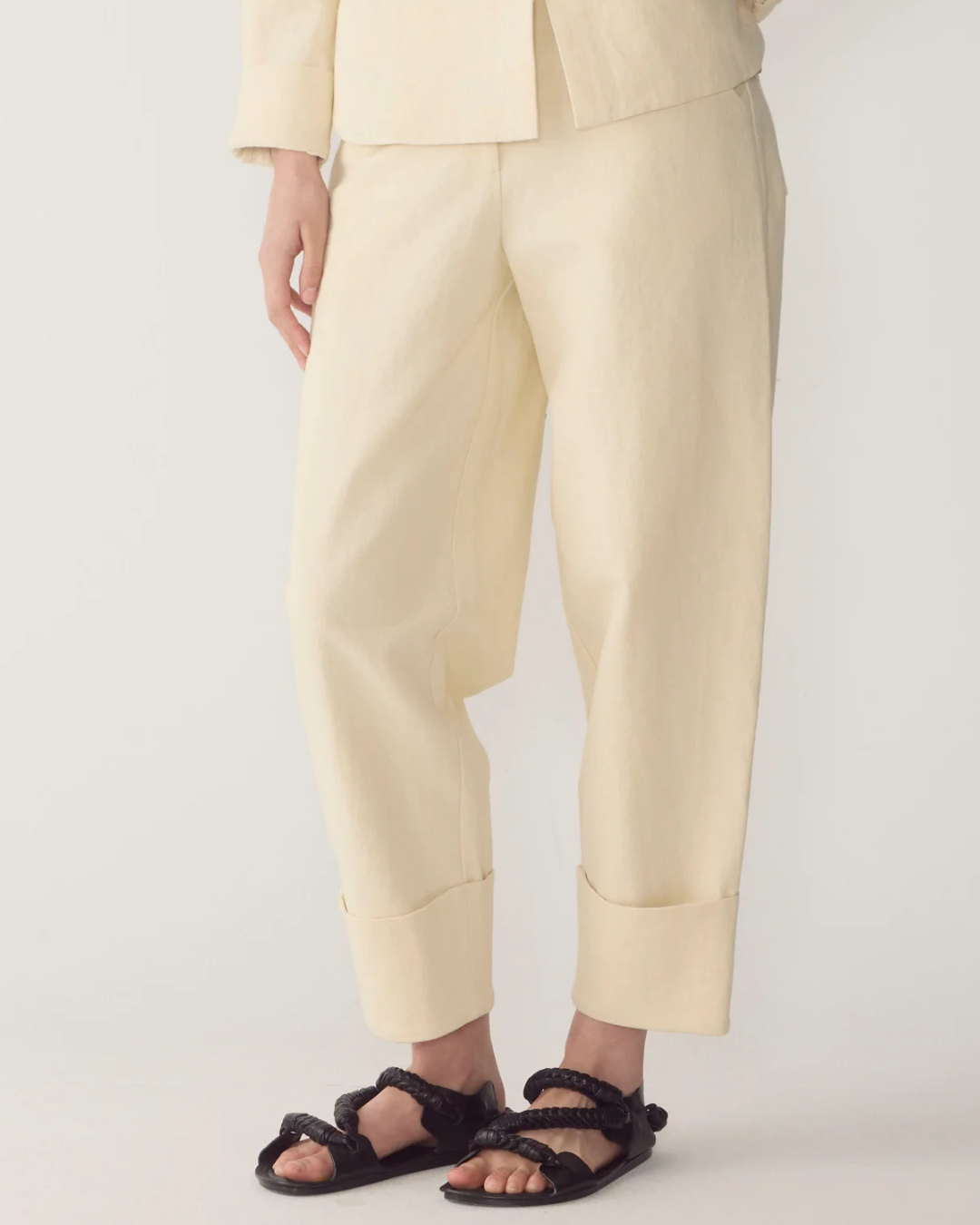 Blair Pant in Bone Cotton Linen Canvas by Foemina
