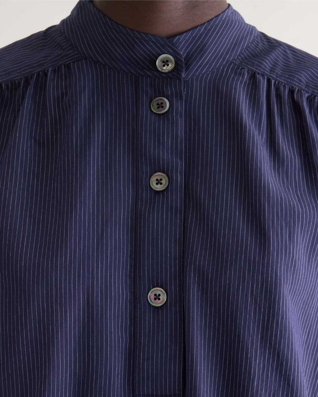 Pear Short Sleeve Blouse in Navy Stripe by Bellerose