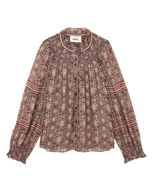 Denna Blouse in Burgundy by BA&SH
