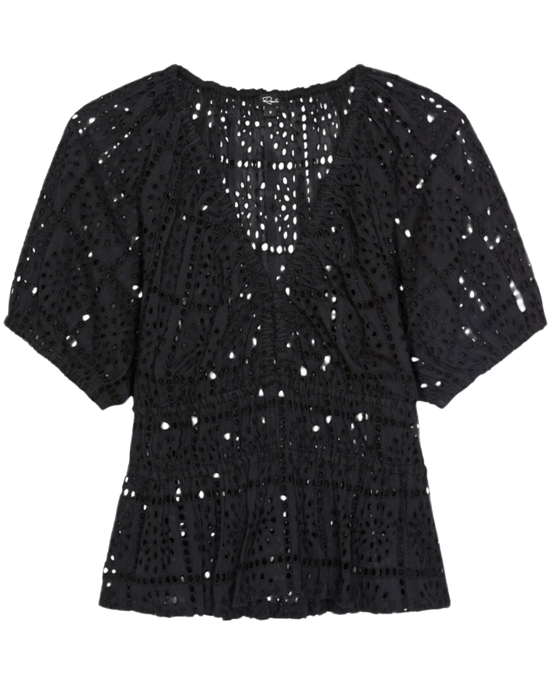 Argenta Top in Black Grid Embroidery by Rails