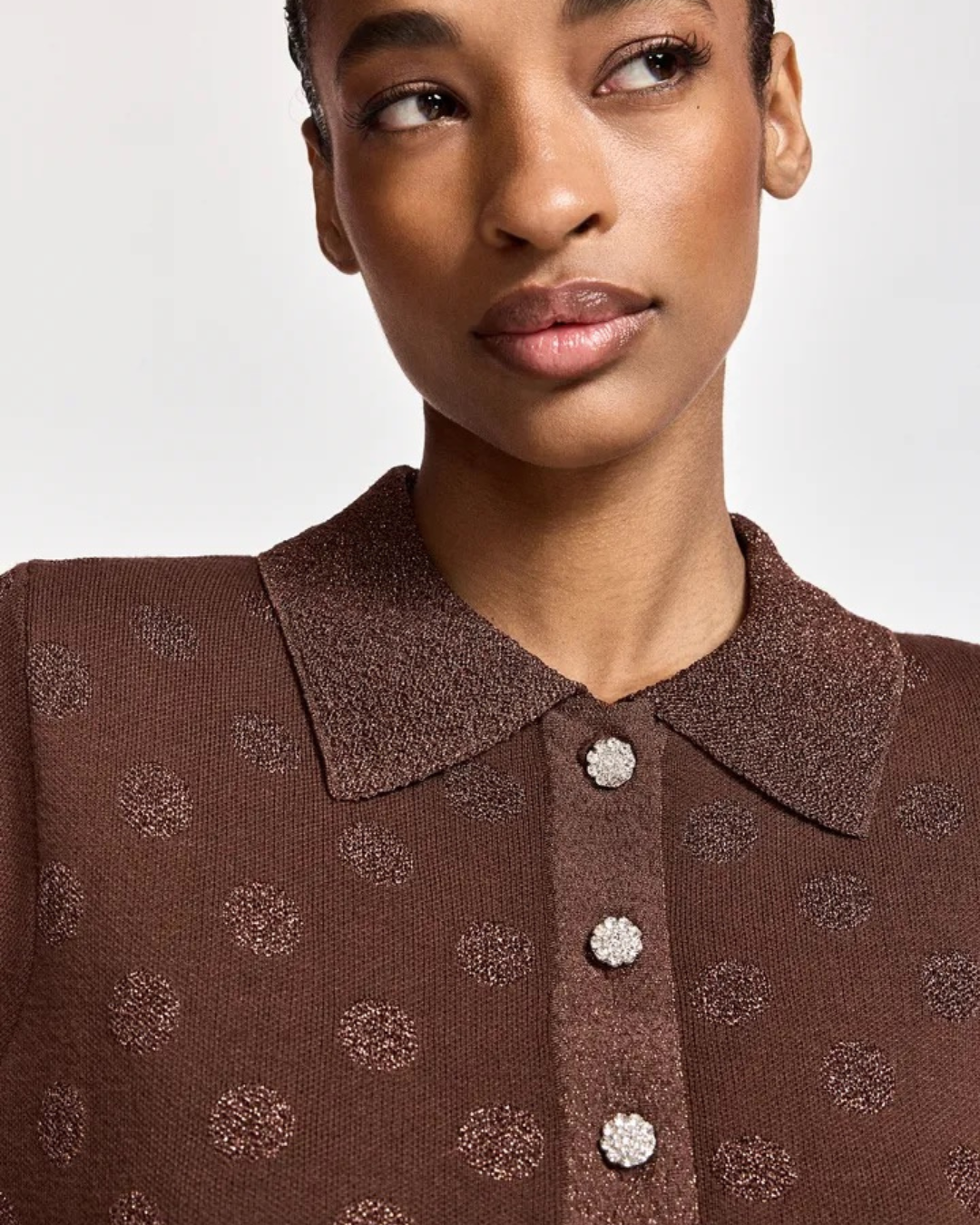 Krab Dotted Polo Top in Bear Me by Essentiel Antwerp