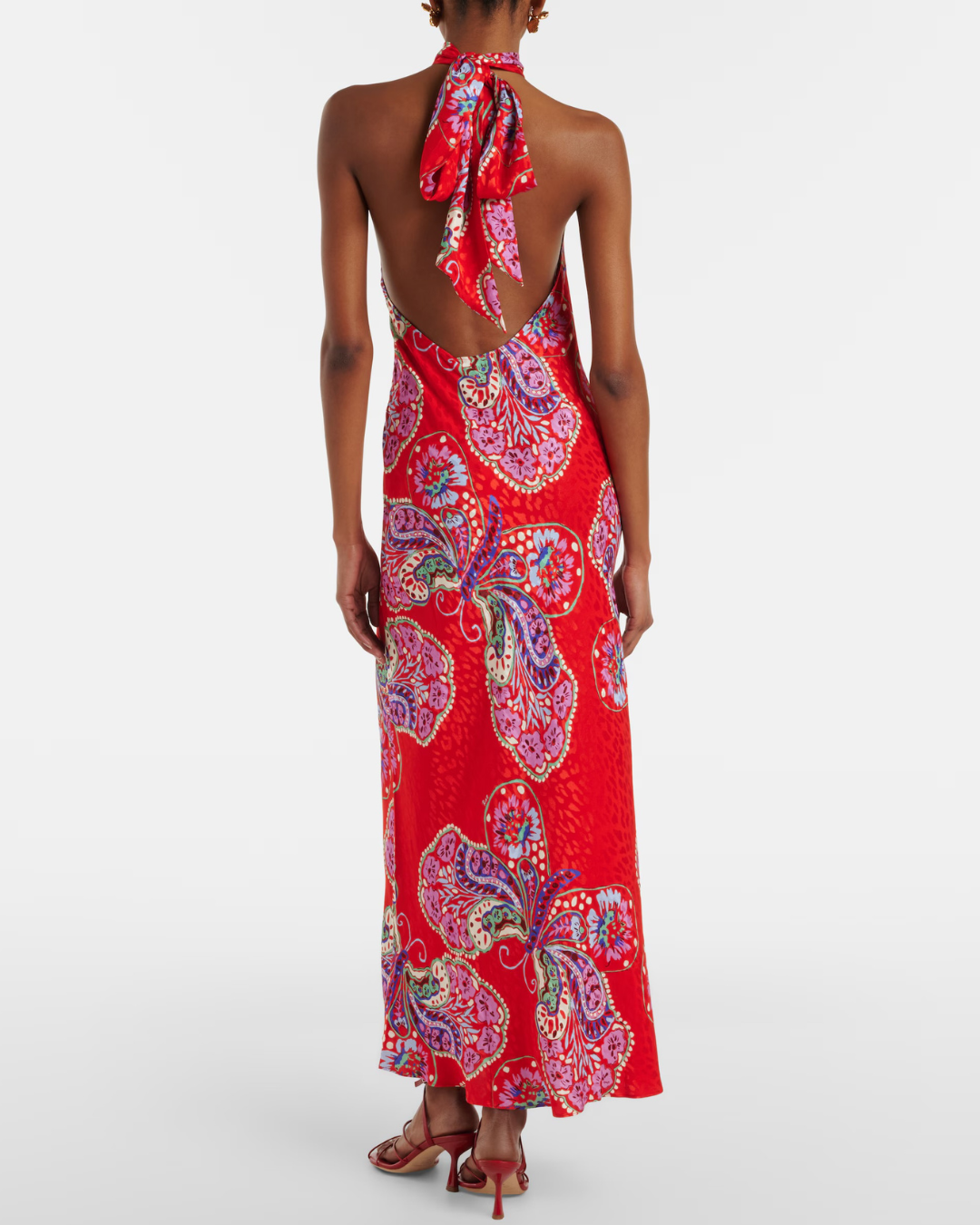 Maura Dress in Butterfly Bloom Jacquard Red by RIXO