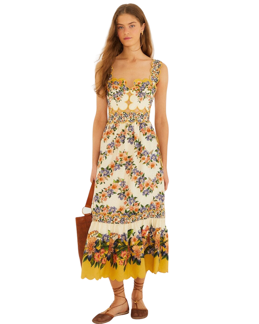 Hilo Stripes Sand Midi Dress by FARM Rio