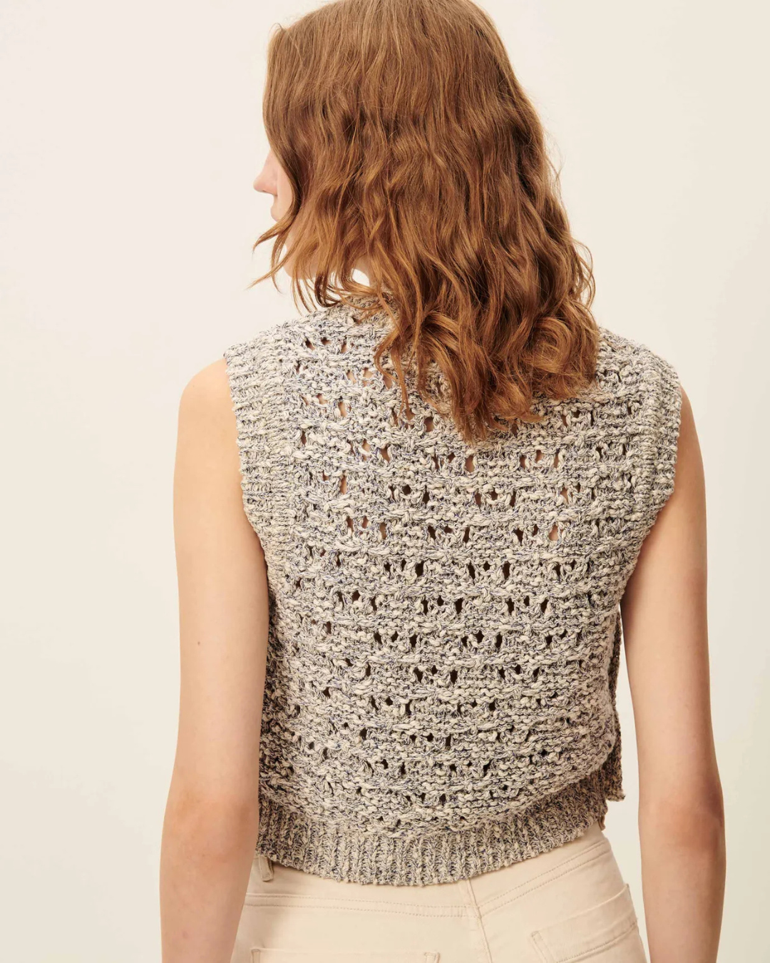 Maranhao Sleeveless Jumper in Whiblue by Sessùn